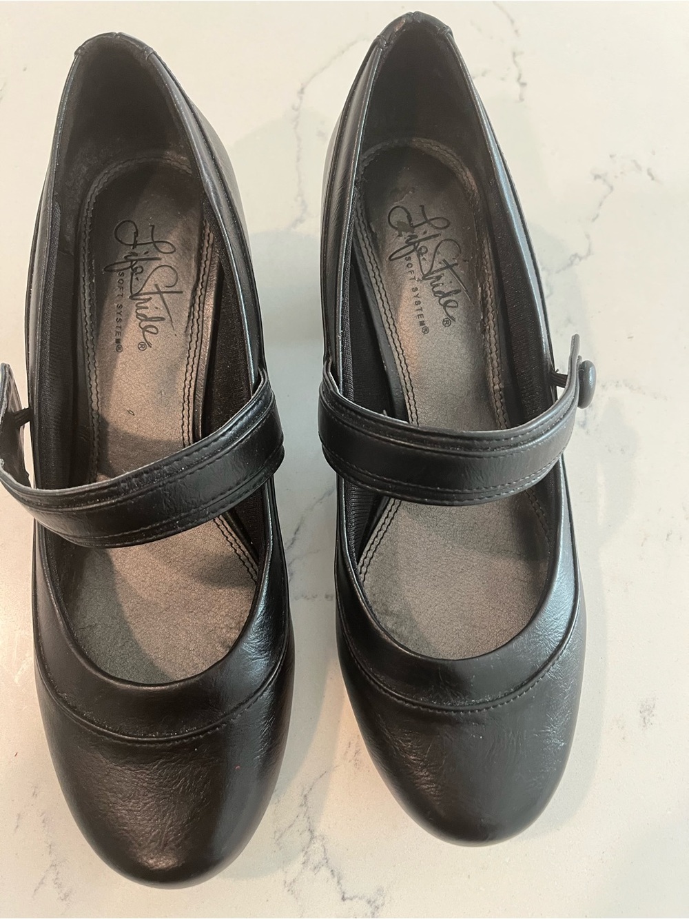 Life Stride Black Comfort Pumps with Strap